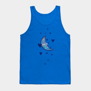 Blue Crescent Moon Face Tank Top